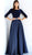 Jovani - 49269 Two Toned Bateau A-Line Dress In Blue