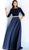 Jovani - 49269 Two Toned Bateau A-Line Dress In Blue