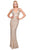 Mac Duggal Flash - 4930L Sequined Empire Waist Long Sheath Gown in Neutral and Gold