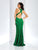 Clarisse - 4931 Embroidered Halter Sheath Dress in Green