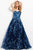Jovani - Floral Embroidered Strapless Gown 49315 in Navy/Multi