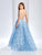 Clarisse - 4936 Lace Deep V-neck High Low Dress in Blue