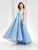 Clarisse - 4936 Lace Deep V-neck High Low Dress in Blue