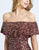 Mac Duggal Evening - 4950D Sequined Off-Shoulder Sheath Dress In Red and Gold