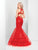 Clarisse Couture - 4951 Sparkling Sequined Plunge Evening Dress in Red
