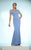 Daymor Couture - Lattice Bateau Neck Long Dress 802 in Blue