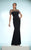 Daymor Couture - Lattice Bateau Neck Long Dress 802 in Black