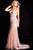 49569 Beaded V-neck Fitted Sheath Dress