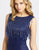 Mac Duggal Evening - 4957D Beaded Fringe Bateau Sheath Dress In Blue