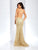 Clarisse - 4960 Deep V-neck Lace Mermaid Dress in Gold