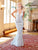 Clarisse - 4960 Deep V-neck Lace Mermaid Dress in Silver