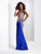 Clarisse - 4962 Sleeveless Halter Sheath Dress in Blue