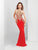 Clarisse - 4962 Sleeveless Halter Sheath Dress in Red