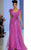 MNM Couture - 2153 Scoop Neck Lace Draped Evening Gown in Pink