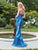 Clarisse - 4963 Halter Neck Embellished Fitted Gown in Blue