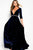 49769 Plunging V-neck Embellished Velvet A-line Gown