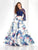 Clarisse Couture - 4977 Two-Piece Lace and Floral Print Evening Dress in Blue and Print