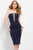 49901 Plunging Neck Scuba Sheath Dress