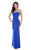 Decode 1.8 - Rhinestone Embellished One Shoulder Strap Gown 182507 in Blue