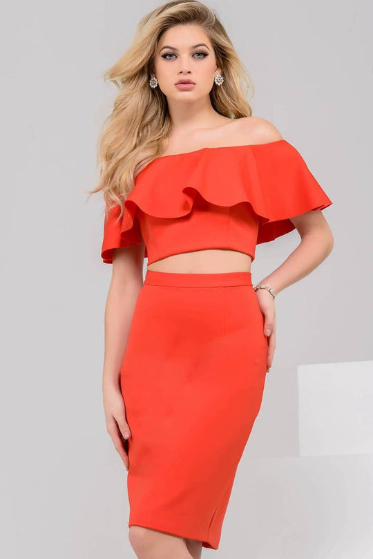 49924 Two-Piece Flounced Off-Shoulder Dress