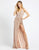 Mac Duggal Evening - 4995D Sequined Deep V-neck Sheath Dress With Slit In Pink and Gold