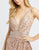 Mac Duggal Evening - 4995D Sequined Deep V-neck Sheath Dress With Slit In Pink and Gold