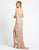 Mac Duggal Evening - 4995D Sequined Deep V-neck Sheath Dress With Slit In Pink and Gold