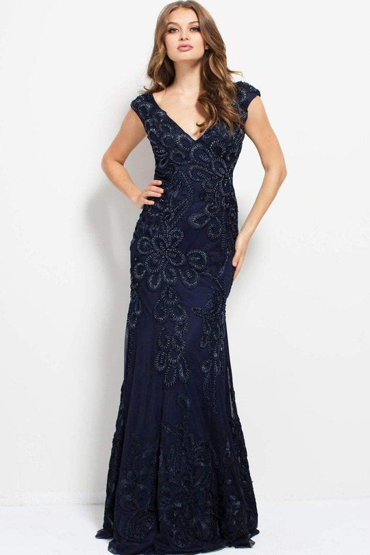 49977 Embroidered V-neck Sheath Dress