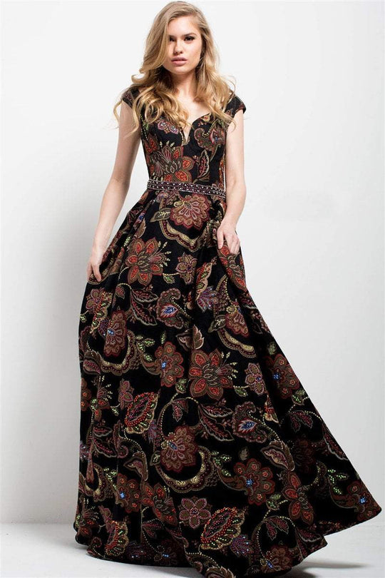 49981 Embroidered Multi-Color Floral Gown