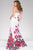 White Fitted Dress with Floral Print 47805