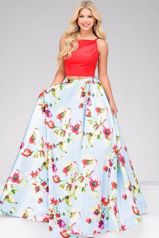 JVN49990 Two Piece Floral Printed Dress
