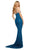 Sherri Hill - 53162 Bead Embellished V-Neck Dress with Slit In Blue