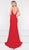 Colors Dress - 1993 Fitted Plunging Trumpet Gown with Slit in Red
