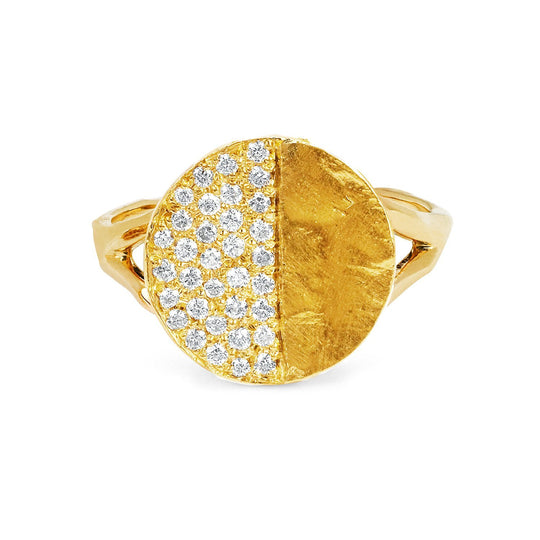 18k First Quarter Moon Phase Coin Ring