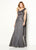 Cameron Blake - 219687 Floral Appliqued Asymmetrical Sheath Dress In Gray