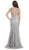 May Queen - RQ7182 Rhinestone Lace Floral Evening Gown in Silver