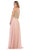 May Queen - Sleeveless Lace Applique Chiffon Long Dress MQ1616  In Pink