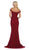 May Queen - MQ1596 Allover Lace Off Shoulder Lace Up back Mermaid Gown In Red