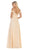 May Queen - MQ1611 Pleated Square A-Line Evening Dress In Nude