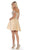 May Queen - MQ1634 Embellished Plunging Off-Shoulder A-line Dress In Neutral