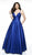 Blush by Alexia Designs - C2009 Sleeveless V Neck Shimmer Mikado Gown In Blue