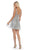 May Queen - MQ1653 Glitter Mesh Sleeveless V Neckline Cocktail Dress In Silver