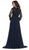 May Queen - MQ1615B Applique Long Sleeve A-line Dress In Blue