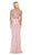 May Queen - MQ1606 Sequined Lattice Sheer Sheath Gown In Pink