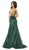 May Queen - RQ7739 Strappy Plunging V-Neck Trumpet Dress In Green