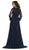 May Queen - MQ1615 Embroidered Long Sleeve Bateau A-line Dress In Blue