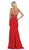 May Queen - MQ1633 Gilded Filigree High Slit Long Gown In Red