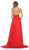 May Queen - MQ1631 Cross Halter A-line Dress With Train In Red
