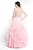Blush - 5653 Bedazzled V-neck A-line Dress In Pink and Silver