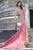 Janique 1514 - Lace and Tulle Floral Applique Flare Gown  in Pink